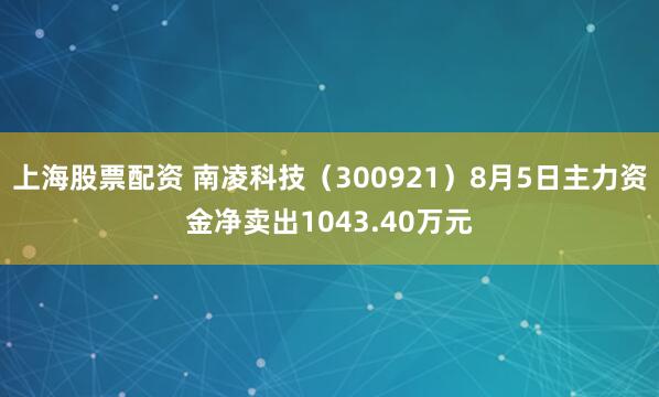上海股票配资 南凌科技（300921）8月5日主力资金净卖出1043.40万元
