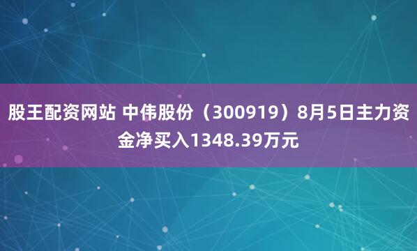 股王配资网站 中伟股份（300919）8月5日主力资金净买入1348.39万元